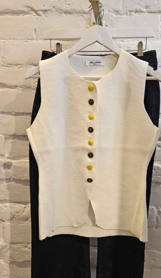 White knit waistcoat