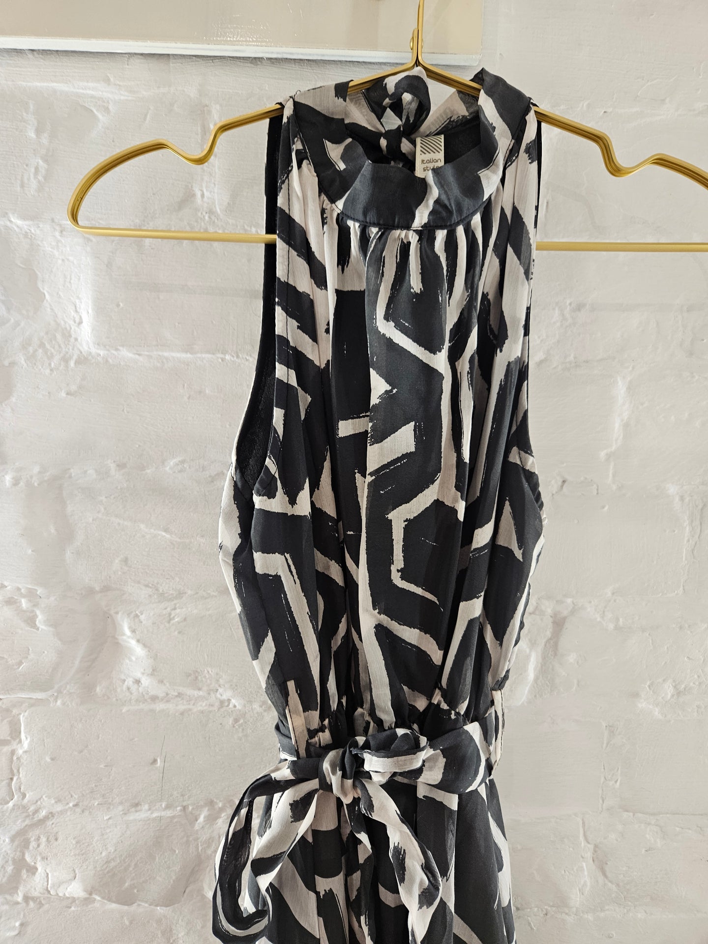 Geo brush stroke print dress