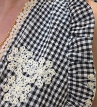 Load image into Gallery viewer, Gingham crotchet lace top

