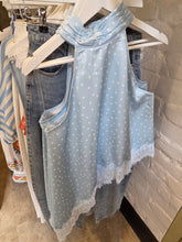 Load image into Gallery viewer, Halterneck lace &amp; polka dot top
