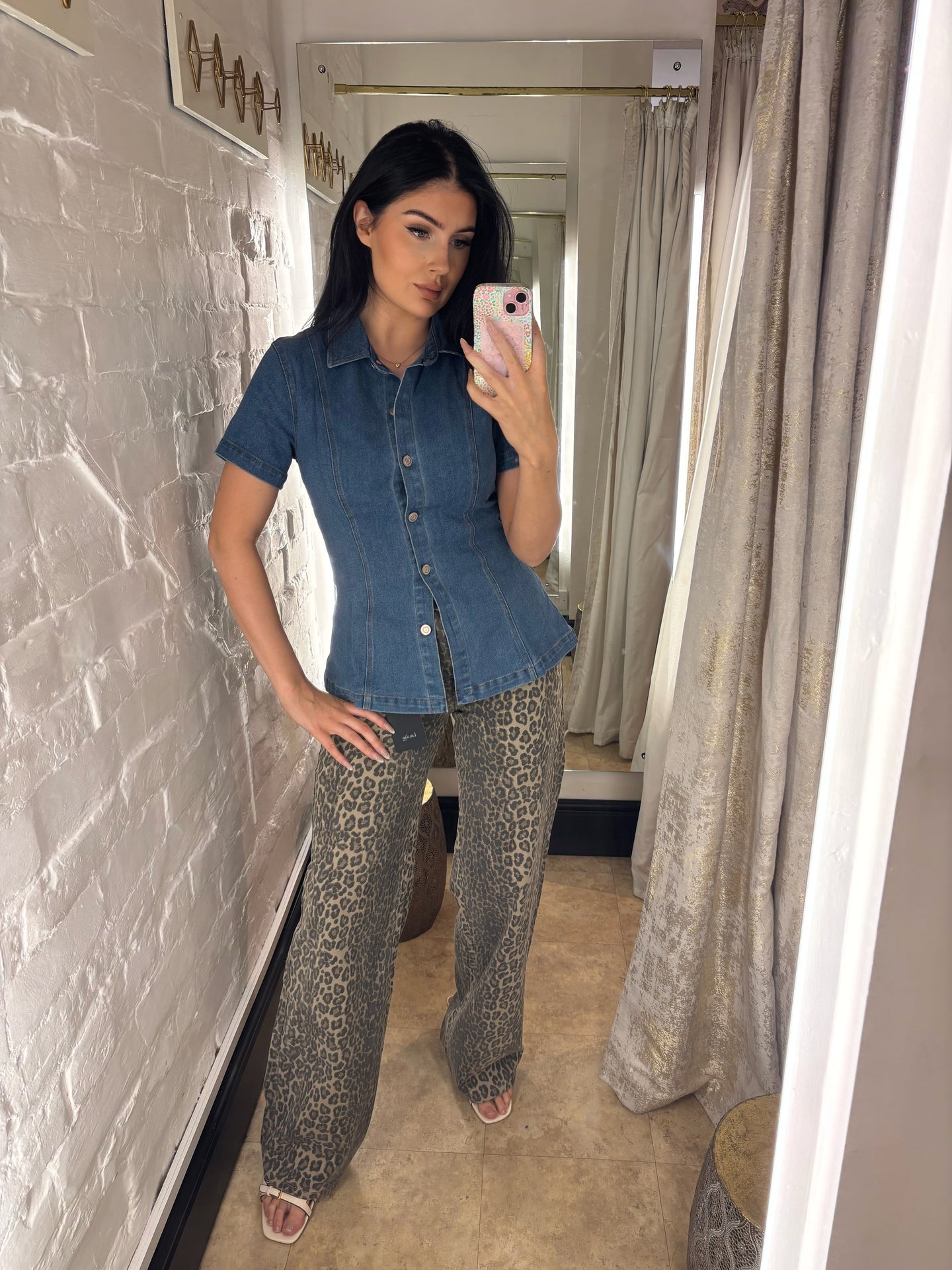 Leopard dad jean