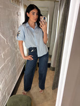 Load image into Gallery viewer, Stripe palm tree blouse
