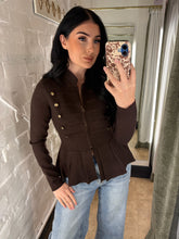 Load image into Gallery viewer, Military peplum knit
