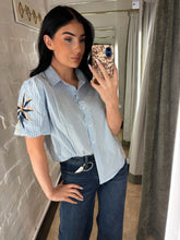 Load image into Gallery viewer, Stripe palm tree blouse
