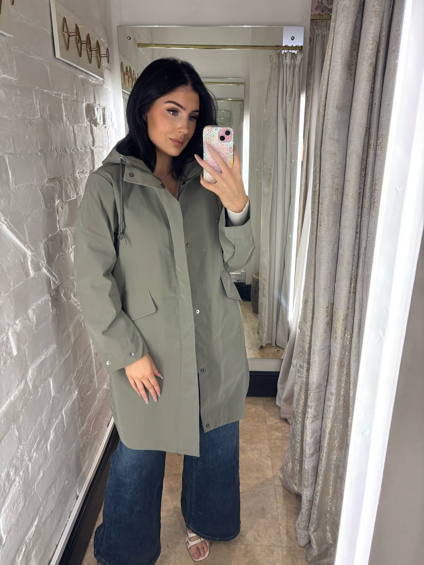 Matte green raincoat