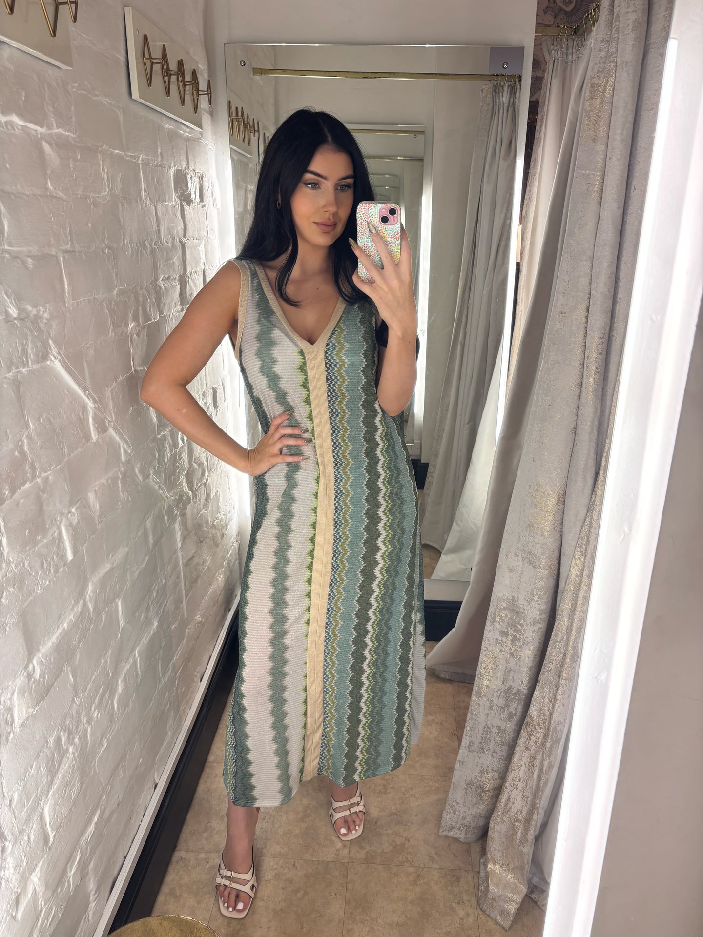 Metallic midi dress - Green
