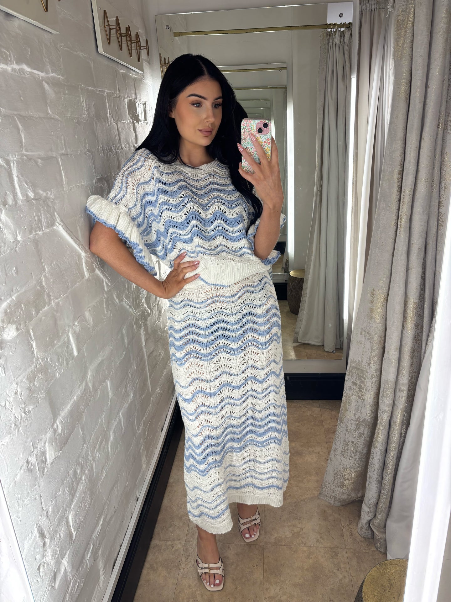 Zig zag knit skirt - Blue