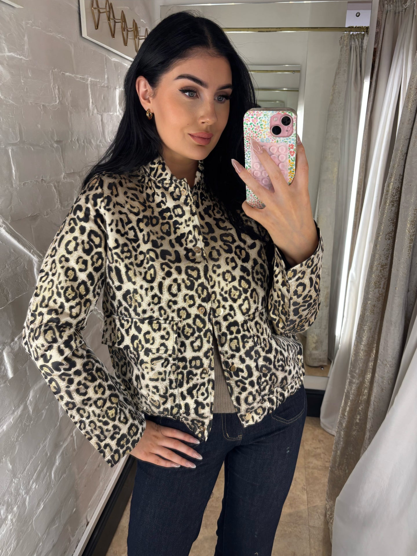 Leopard print bomber