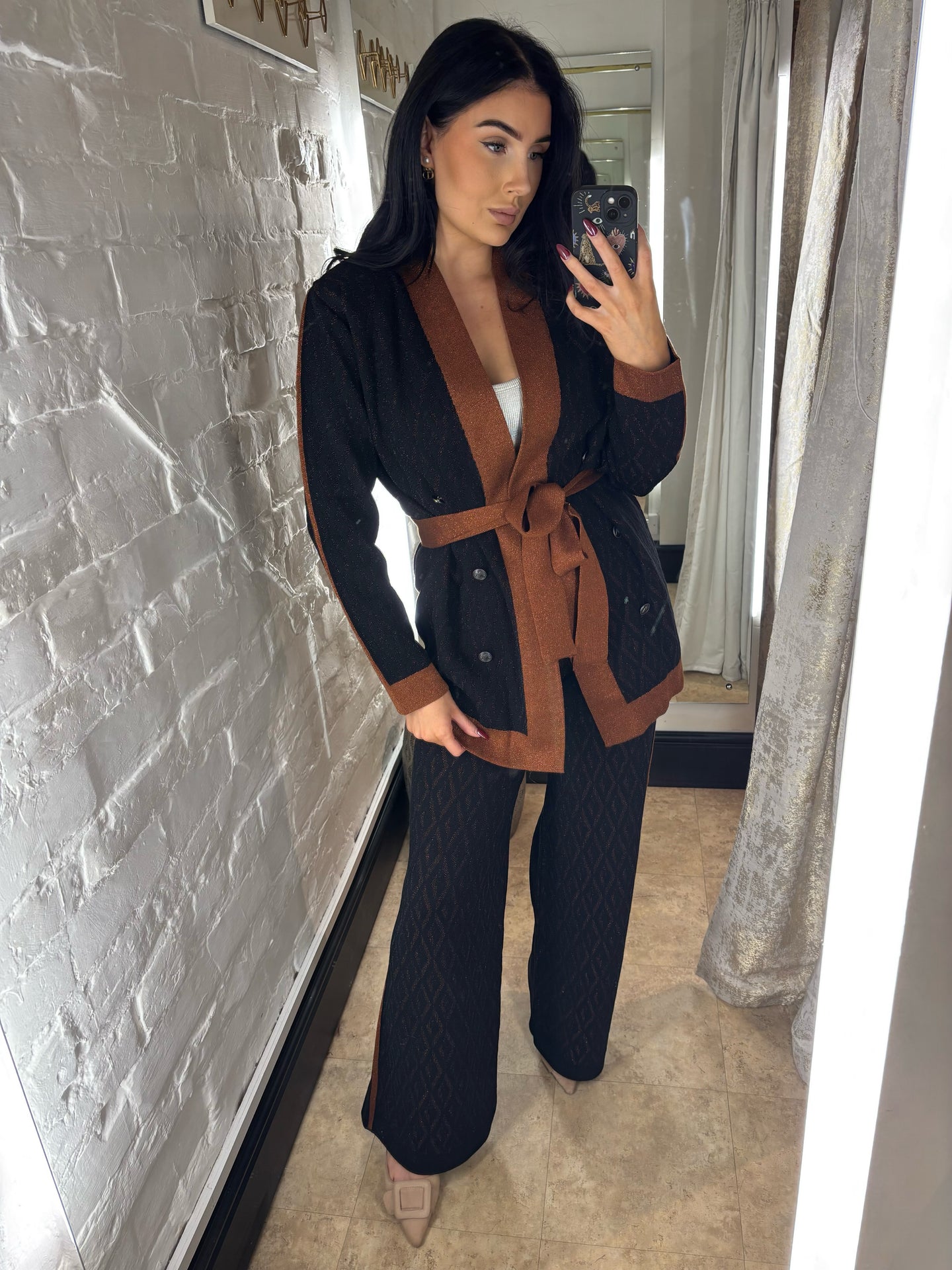 Premium knit side stripe trousers