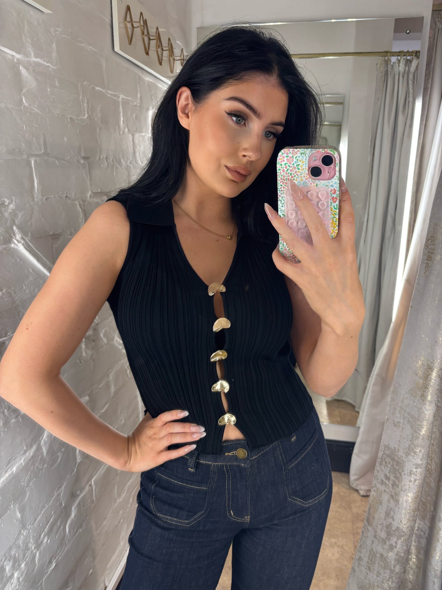 Black knit top