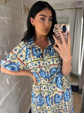 Load image into Gallery viewer, Blue puff sleeve midi
