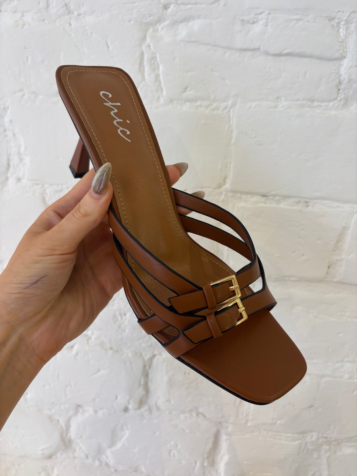 Tan sandal heels