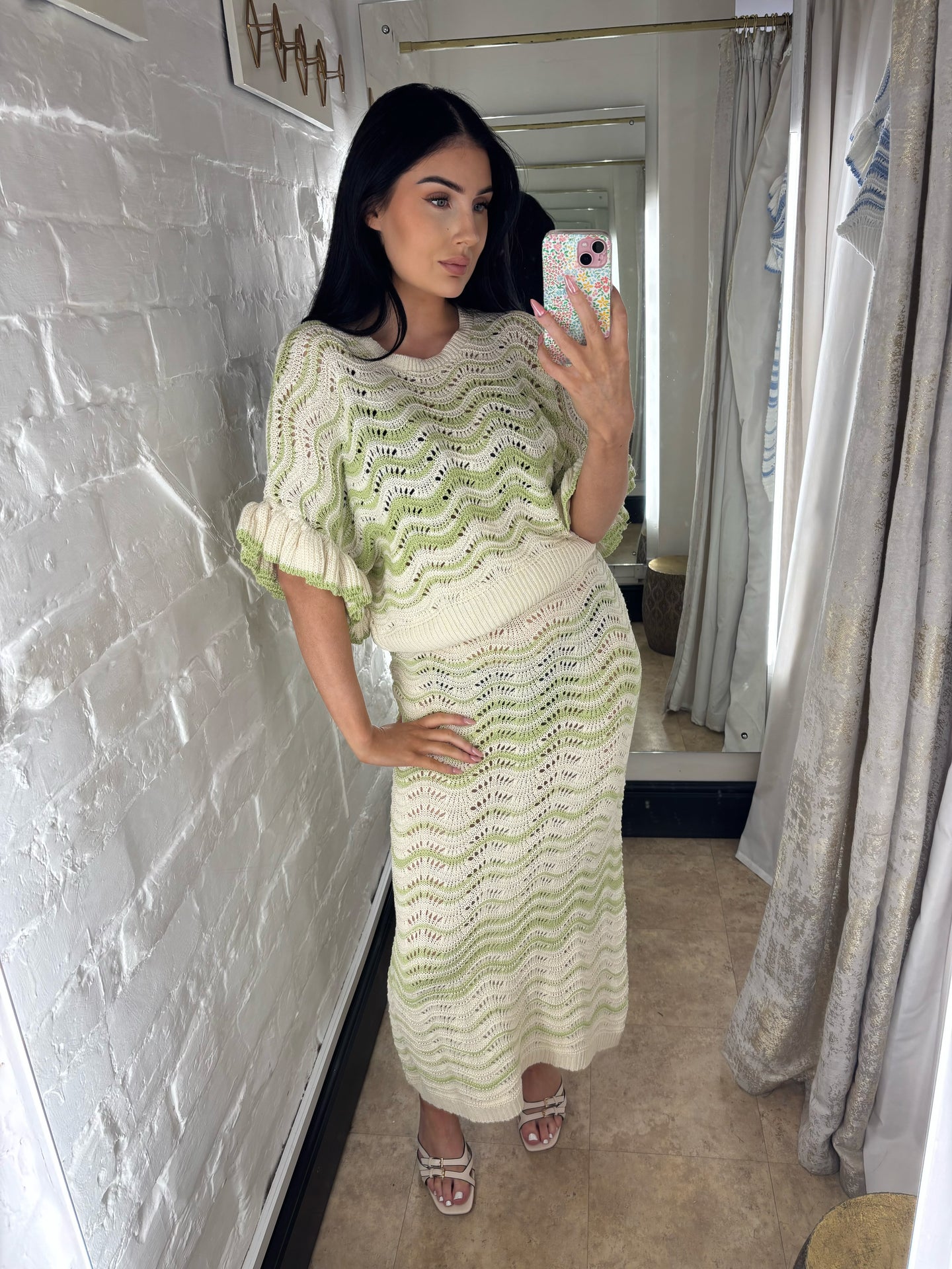 Zig zag knit skirt - Green