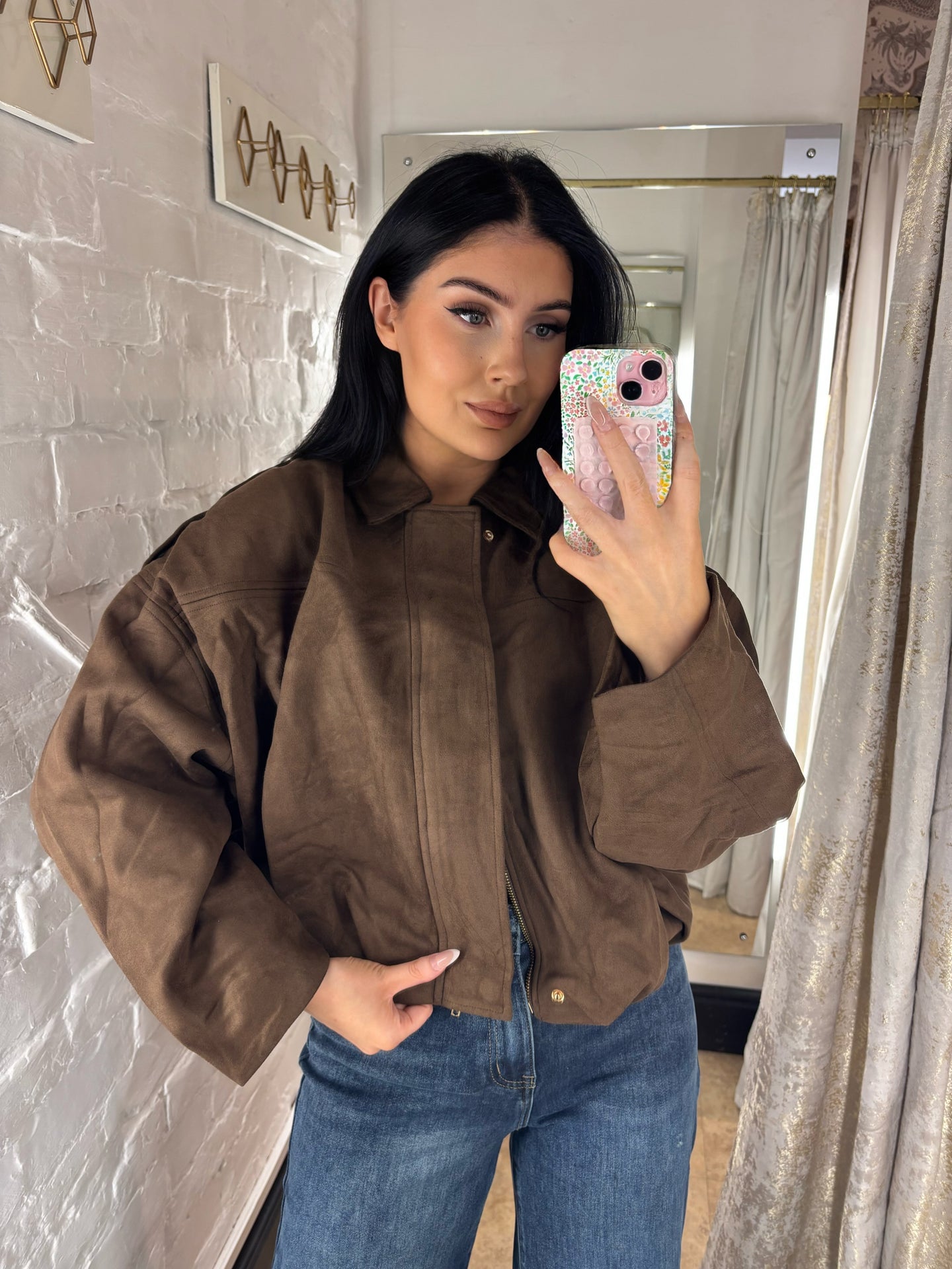 Suede bomber jacket