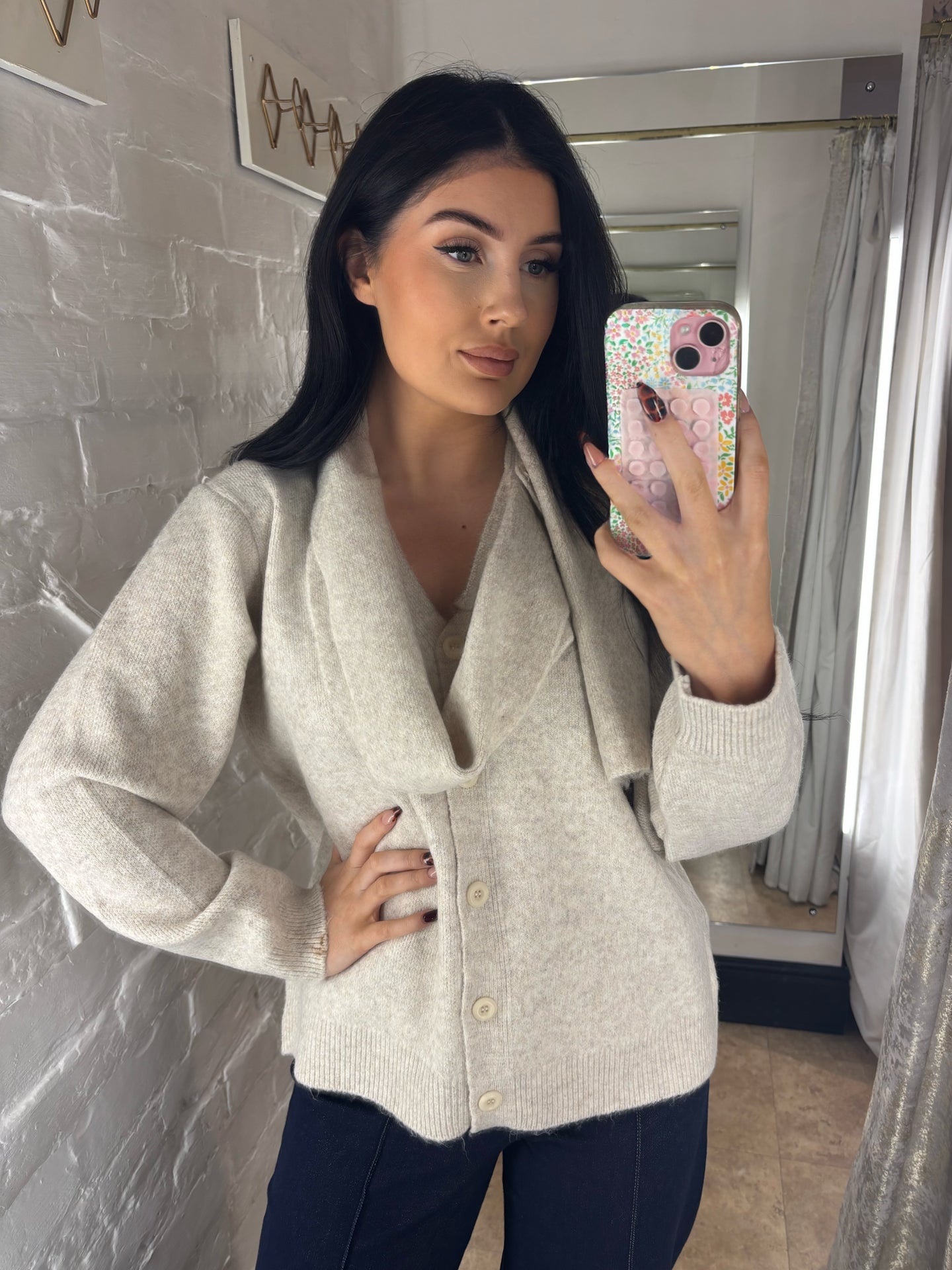 Scarf knit cardigan