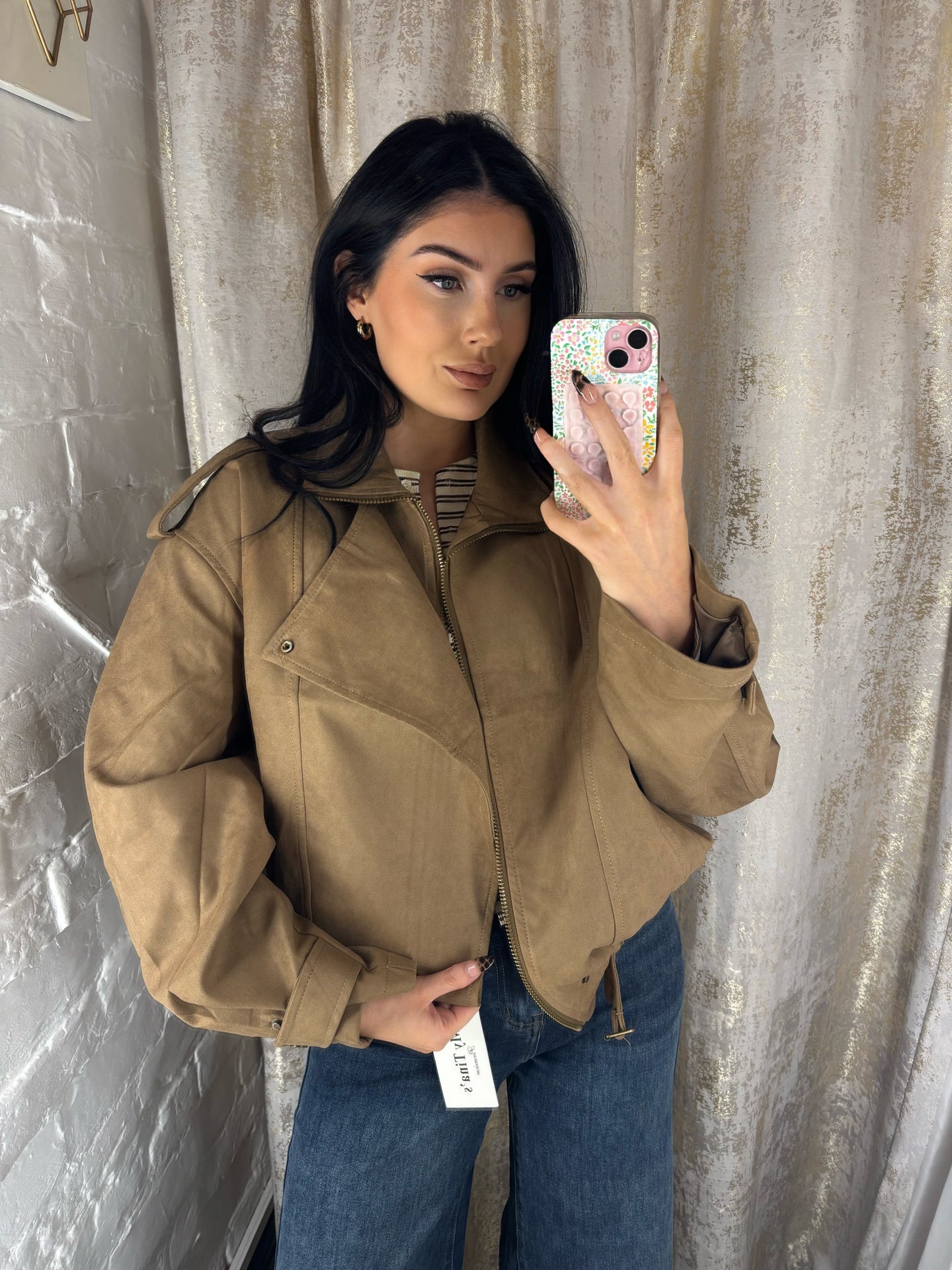 Suede bomber jacket