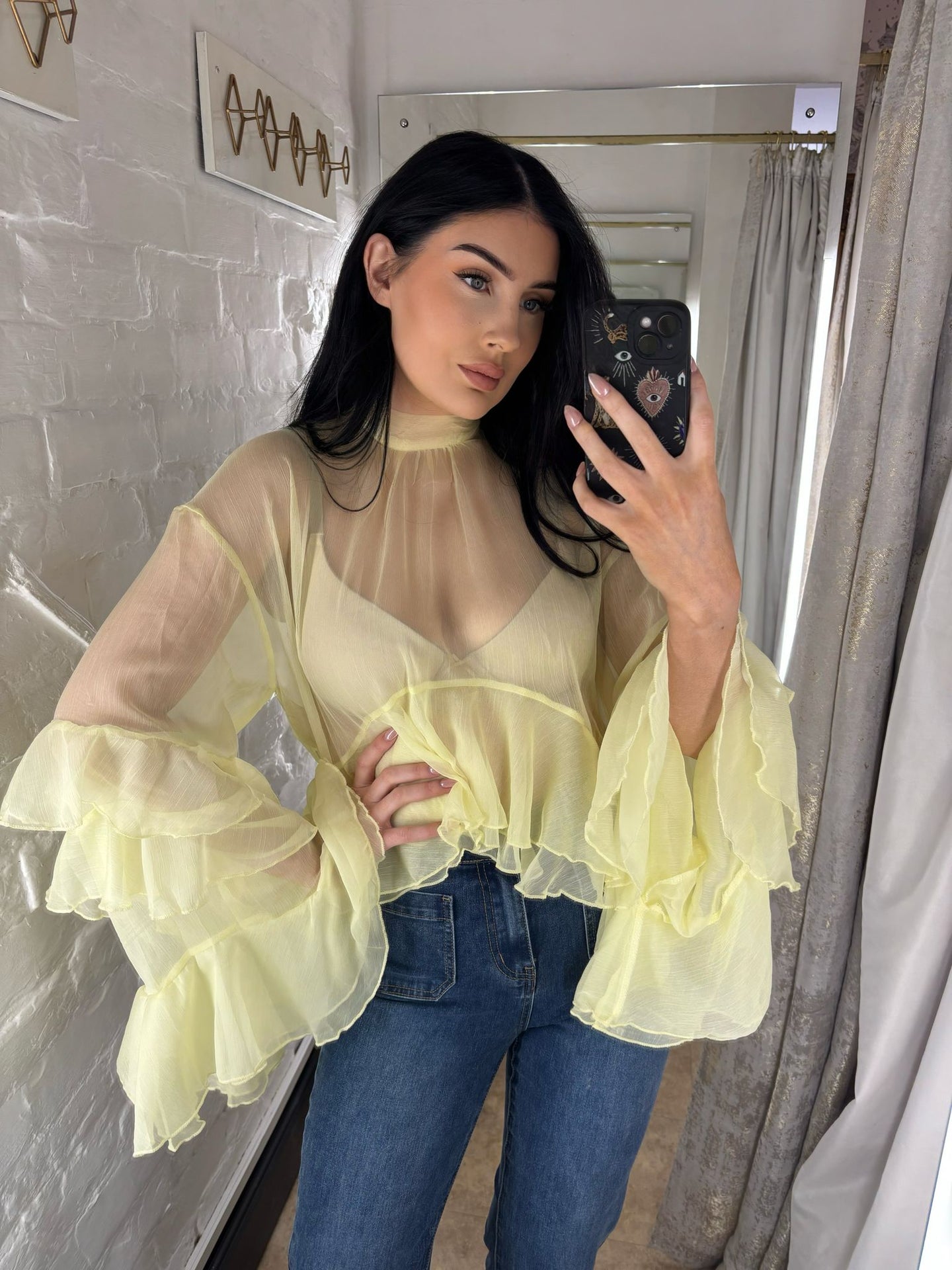 Lemon ruffle blouse