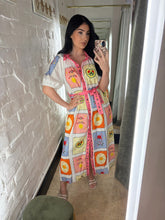 Load image into Gallery viewer, Puff sleeve flower panel midi

