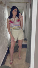 Load and play video in Gallery viewer, Cream embroidered denim shorts
